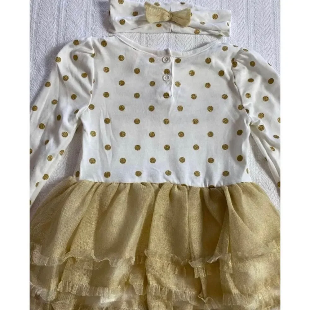Little Lass Girls Size 4 3-Piece Gold and Red Frilly Holiday Outfit - Picture 6 of 6